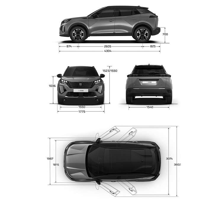 Зовнішні габарити Peugeot 2008