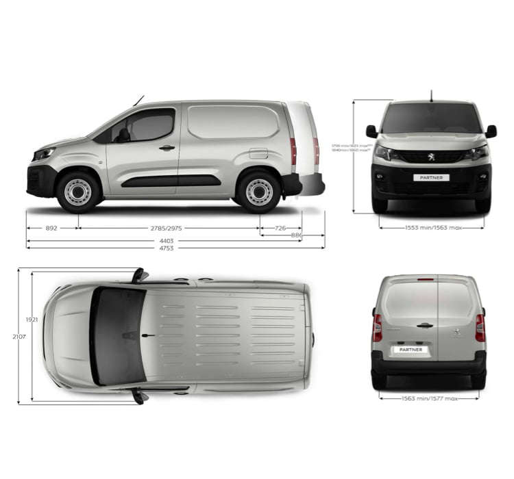 Зовнішні габарити Peugeot Partner